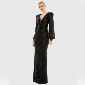 Mac Duggal Black Long Sleeve Dress
